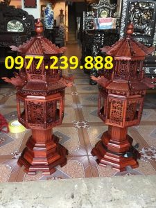 bán đèn mái chùa bằng gỗ hương 1m