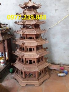 bán đèn thờ tháp mái chùa gỗ hương 5 tầng cao 127cm