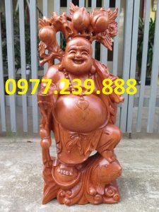 tượng di lặc gánh đào cưỡi cá chép gỗ hương nam phi