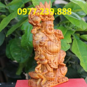 tượng di lặc gánh đào gỗ huyết long 15cm