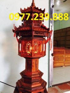 đèn thờ mái chùa bằng gỗ hương 1m
