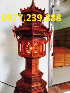 đèn thờ mái chùa bằng gỗ hương cao 81cm