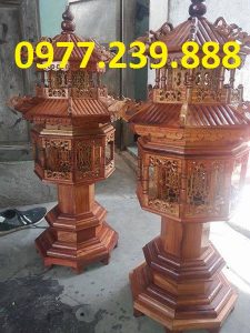 đèn thờ mái chùa gỗ hương 1m