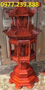 đôi đèn mái chùa bằng gỗ hương 160cm