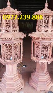 đôi đèn mái chùa bằng gỗ hương 175cm