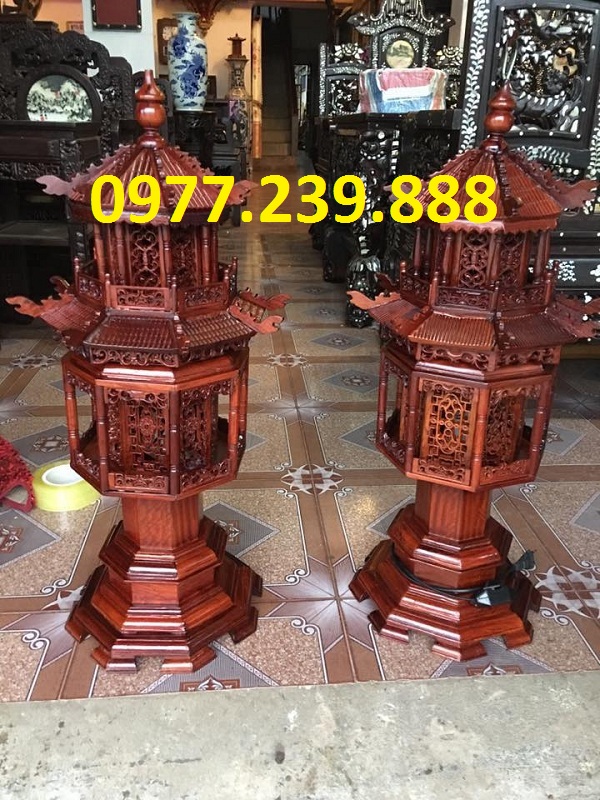 đôi đèn thờ mái chùa bằng hương