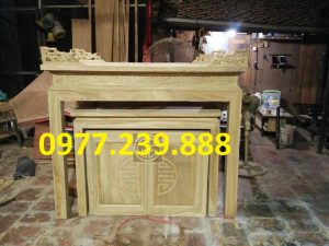 bàn thờ hiện đại đứng bằng gỗ mít lào