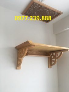 bàn thờ treo tường gỗ sồi chân hoa 107cm