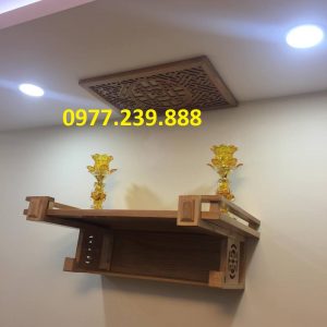 bàn thờ treo tường gỗ sồi chân thang 69cm