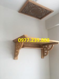 bán bàn thờ treo tường sồi chân hoa 69cm