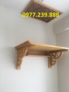 bán bàn thờ treo tường sồi chân hoa 89cm