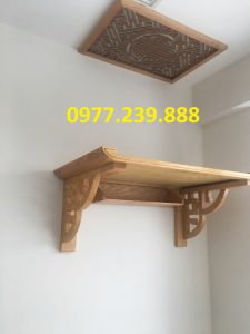 bán bàn thờ treo tường sồi nga chân hoa 107cm