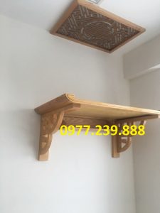 bán bàn thờ treo tường sồi nga chân hoa 89cm