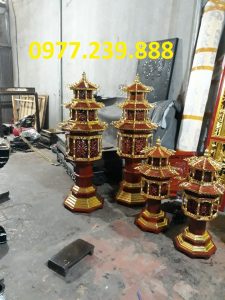 bán đèn mái chùa bằng gỗ hương sơn son thiếp vàng