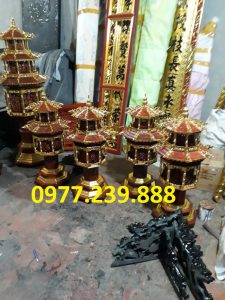 bán đèn mái chùa gỗ hương sơn son thiếp vàng