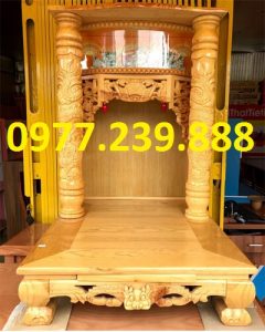 bàn thờ thần tài bằng gỗ pơmu mái bằng 69cm