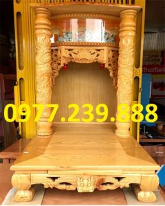 bàn thờ thần tài bằng gỗ pơmu mái bằng 81cm