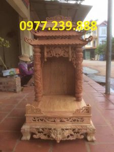 bàn thờ thần tài gỗ hương mái chùa 48cm