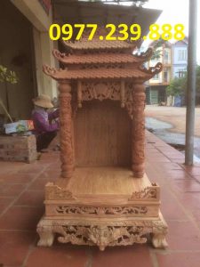 bàn thờ thần tài gỗ hương mái chùa 56cm