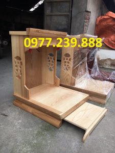 bàn thờ thần tài hiện đại bằng gỗ pơmu 48cm