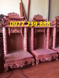 bàn thờ thần tài mái chùa gỗ hương 36cm