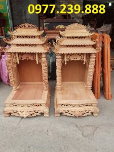 bàn thờ thần tài mái chùa gỗ hương lào 48cm