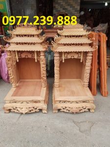 bàn thờ thần tài mái chùa gỗ hương lào 69cm