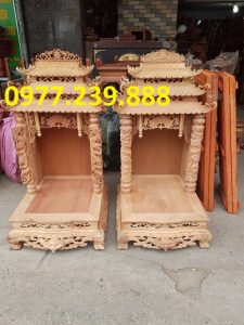 bàn thờ thần tài mái chùa gỗ hương lào giá rẻ
