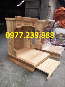 bán bàn thờ thần tài hiện đại bằng gỗ pơmu