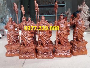 bộ tượng quan công chống đao gỗ hương 20cm