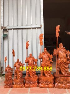 bộ tượng quan công gỗ hương 50cm