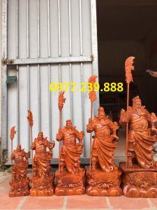 tượng quan công chống đao gỗ hương đá 40cm