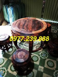 bán bộ bàn ghé đôn gỗ trắc 40cm
